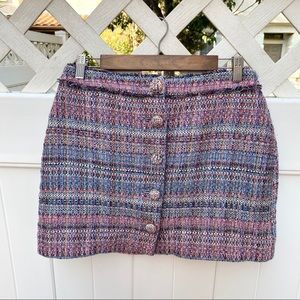 Topshop | Tweed Button Front Mini Skirt